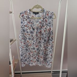 Eloquii Floral Tie-neck Tank Blouse